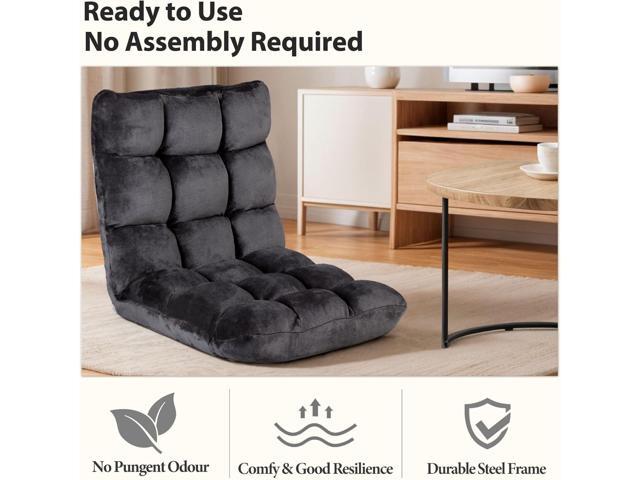 14-Position Adjustable Floor Gaming Chair Foldable Memory Foam Armless Sofa Seat Couch Recliner with Comfy Back Support for Working Meditation...