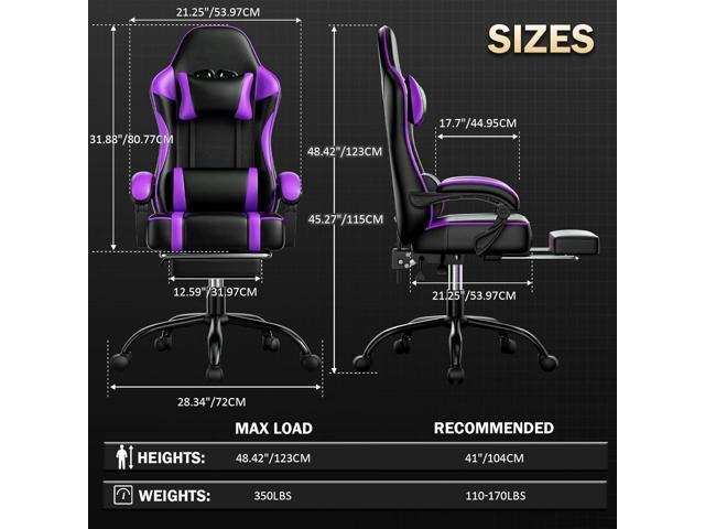 Gaming Chair, Computer Chair with Footrest and Lumbar Support, Ergonomic Video Game Chair with Headrest, Height Adjustable Gamer Chair Office Desk...