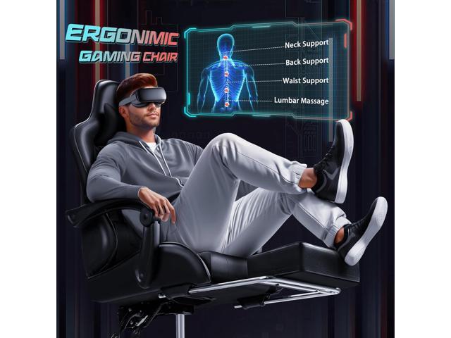 JUMMICO Gaming Chair Ergonomic Computer Chair with Footrest and Massage Lumbar Support, Height Adjustable Video Gaming Chair with 360° Swivel Seat...