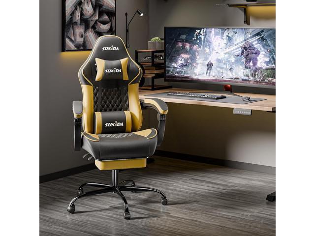 Ergonomic Video Gamer Chairs Gaming Computer Chair Gamer Chairs for Adults Massage Lumbar Support Swivel Height Adjustable Headrest Backrest