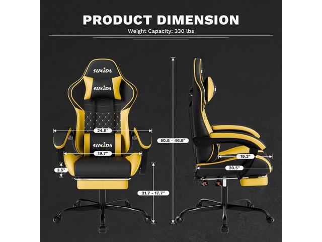 Ergonomic Video Gamer Chairs Gaming Computer Chair Gamer Chairs for Adults Massage Lumbar Support Swivel Height Adjustable Headrest Backrest