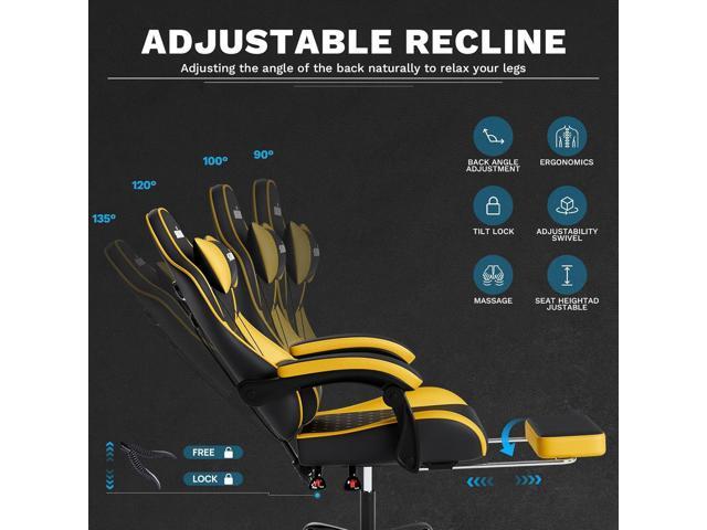 Ergonomic Video Gamer Chairs Gaming Computer Chair Gamer Chairs for Adults Massage Lumbar Support Swivel Height Adjustable Headrest Backrest