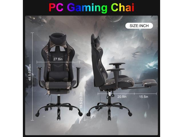 Gaming Chair Desk Chair High Back Computer Chair Ergonomic Massage PC Racing Chair with Waist Support and Retractable Foot Pedal PU Leather...