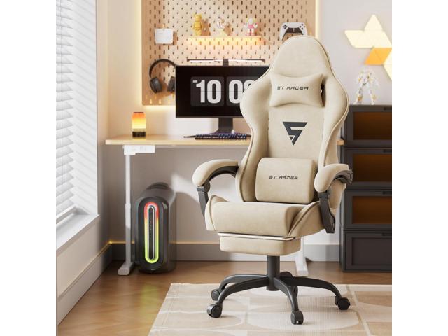 Huracan Velvet Fabric Gaming Chair with Footrest for Adults, Ergonomic Gaming Chairs with Massage Lumbar, Reclining Racing Computer Chair with...