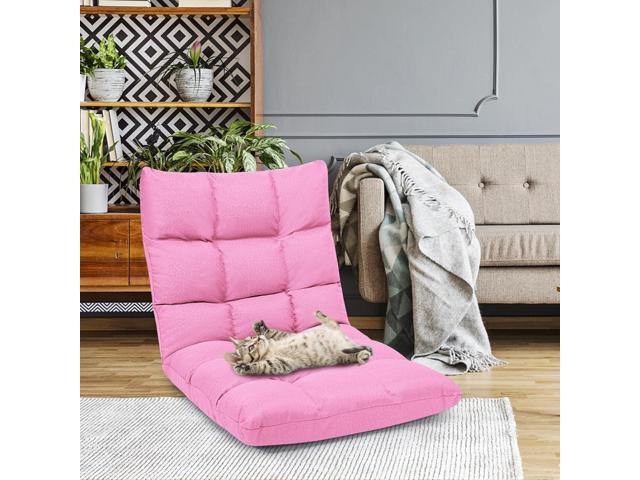 ERGOMASTER Pink Memory Foam Gaming Chair, 14-Position Adjustable Floor Chair for Relaxing, Reading, Video Games, Lightweight Foldable Design, 264...