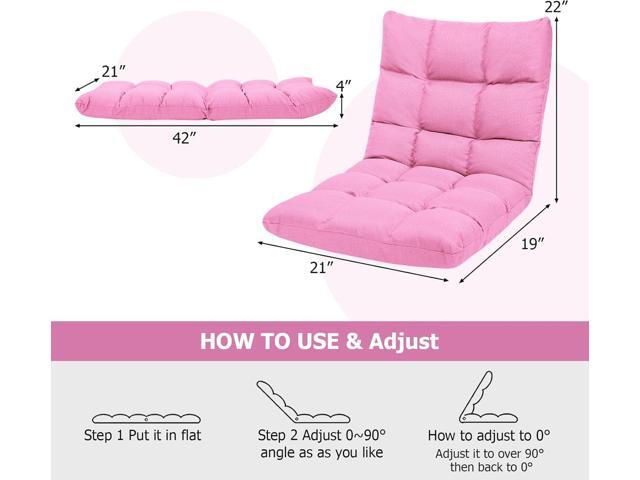 ERGOMASTER Pink Memory Foam Gaming Chair, 14-Position Adjustable Floor Chair for Relaxing, Reading, Video Games, Lightweight Foldable Design, 264...