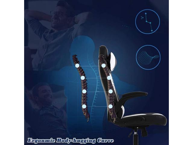 PC Gaming Chair Office Computer Ergonomic Chair PU Leather Adjustable with Flip Up Arms Lumbar Support Headrest E-Sport Racing Desk Swivel Chairs...