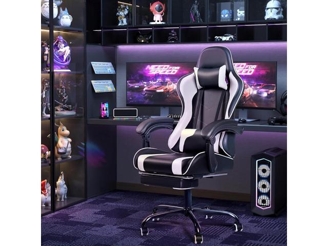 Furmax Gaming Chair, Video Game Chair with Footrest and Massage Lumbar Support, Swivel Seat Height Adjustable Computer Chair with Headrest, Racing...