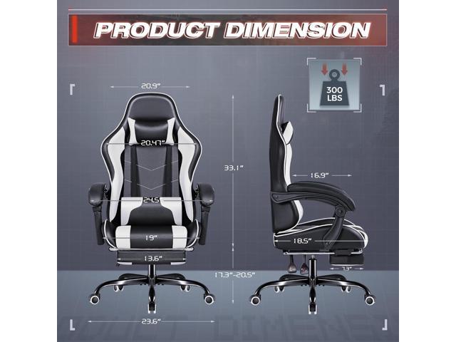 Furmax Gaming Chair, Video Game Chair with Footrest and Massage Lumbar Support, Swivel Seat Height Adjustable Computer Chair with Headrest, Racing...