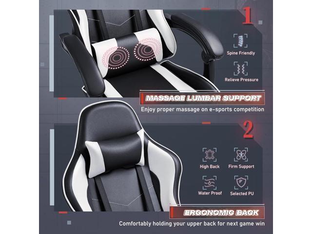 Furmax Gaming Chair, Video Game Chair with Footrest and Massage Lumbar Support, Swivel Seat Height Adjustable Computer Chair with Headrest, Racing...