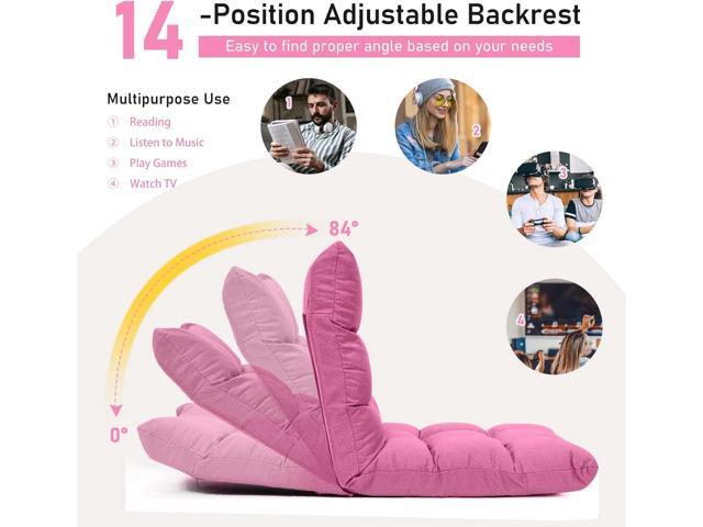 MAT EXPERT 14-Position Floor Chair, Floor Gaming Chair w/Resilience Sponge, Alloy Steel Frame, Padded Bed Couch Recliner, Floor Chair with Back...