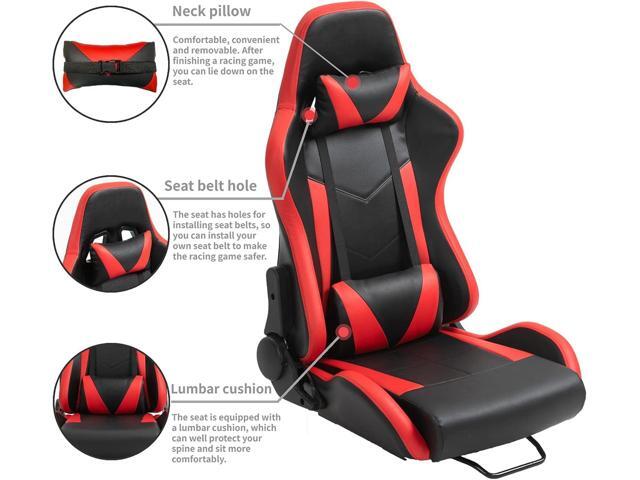 Marada Racing Seat with Double Lock Slip for Racing Wheel Simulator Stand Cockpit, Adjustable Cloth Red with Installed Parts