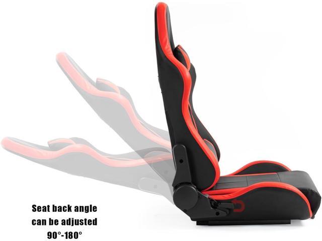 Marada Racing Seat with Double Lock Slip for Racing Wheel Simulator Stand Cockpit, Adjustable Cloth Red with Installed Parts