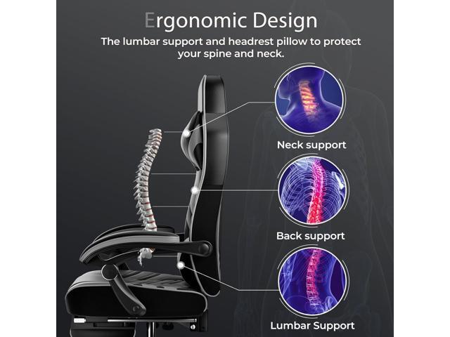 POWERSTONE Gaming Chair Video Game Chair with Footrest and Lumbar Support Racing Style PU Leather Computer Chair Ergonomic Adjustable Swivel Task...