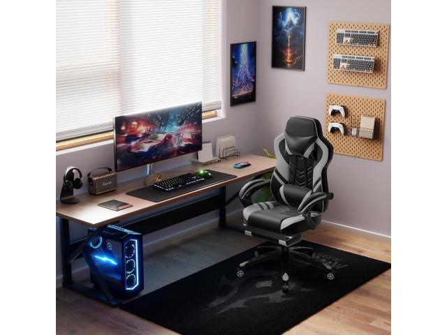 POWERSTONE Gaming Chair Video Game Chair with Footrest and Lumbar Support Racing Style PU Leather Computer Chair Ergonomic Adjustable Swivel Task...