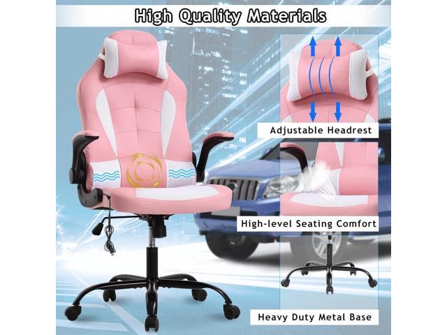Ergonomic Gaming Office Chair - High Back Executive Computer Chair with Lumbar Support & Flip-Up Arms, PU Leather Adjustable Swivel Chair for...