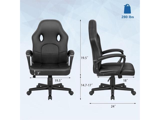 GUNJI Computer Chair PU Leather High Back Office Modern Racing Style Game Chair Adjustable Executive Ergonomic Desk with Padded Armrests and Lumbar...