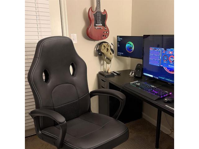 GUNJI Computer Chair PU Leather High Back Office Modern Racing Style Game Chair Adjustable Executive Ergonomic Desk with Padded Armrests and Lumbar...