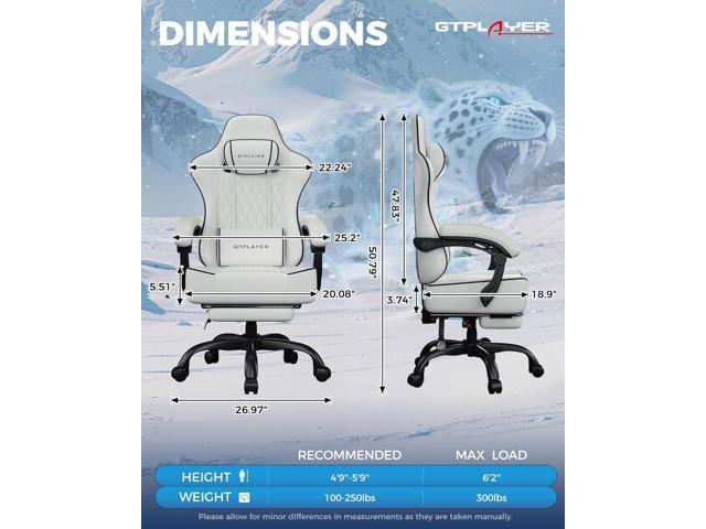 GTPLAYER Big and Tall Gaming Chair with Footrest, Ergonomic Office Desk Chair with 4.4in Thick Cushion and Wide Wingless Seat, Comfortable Leather...