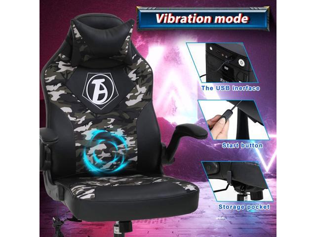 Gaming Chair Office Chair Computer Desk Chair Ergonomic Massage PC Racing Chair with Lumbar Support Flip-up Arms Headrest High Back PU Leather...
