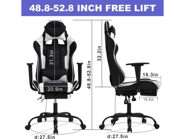 HCY High Back Gaming Chair Ergonomic Racing Style Gaming Chair with Footrest, Headrest and Lumbar Support Height Adjustable PU Leather Office Chair...