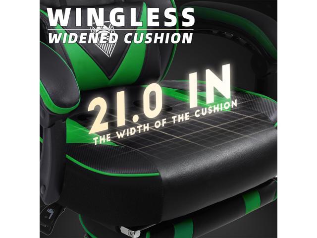 Vonesse Gaming Chair,Computer Chair with Footrest and Massage,Reclining Gaming Chairs for Adults,Big and Tall High Back Gamer Chair (Green/Black)