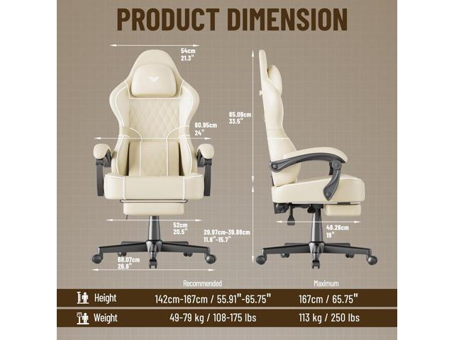 Soontrans PU Leather Gaming Chair with Footrest,High Back Ergonomic Computer Gamer Chair,Comfortable Video Game Chair with Massage Lumbar Cushion,...