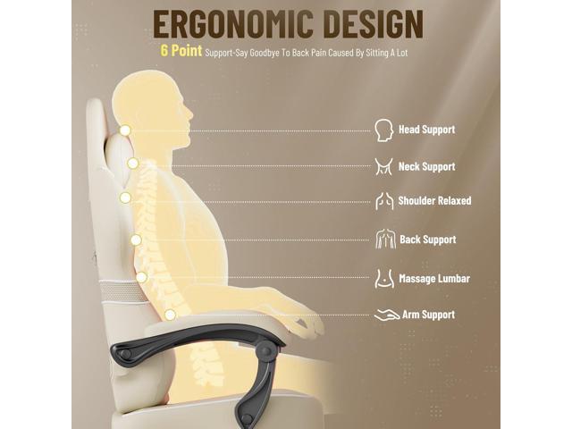 Soontrans PU Leather Gaming Chair with Footrest,High Back Ergonomic Computer Gamer Chair,Comfortable Video Game Chair with Massage Lumbar Cushion,...