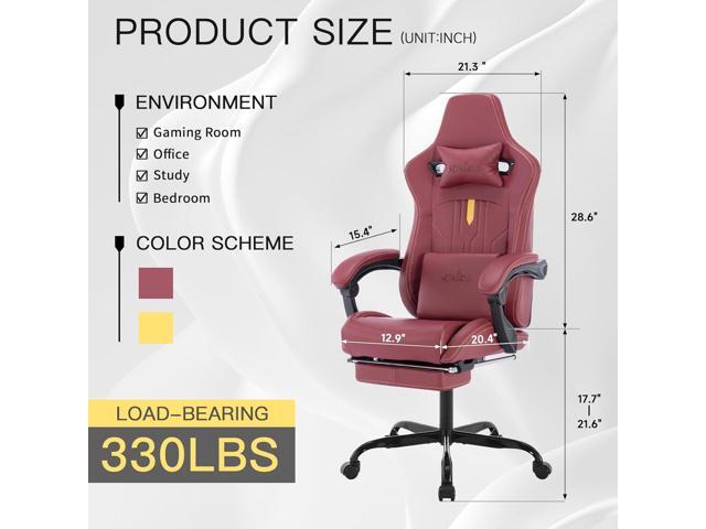Gaming Chair with Footrest Ergonomic Computer Chair Massage Lumbar Cushion, Racing Video Game Chair Adjustable Rocker Recliner Executive Office...
