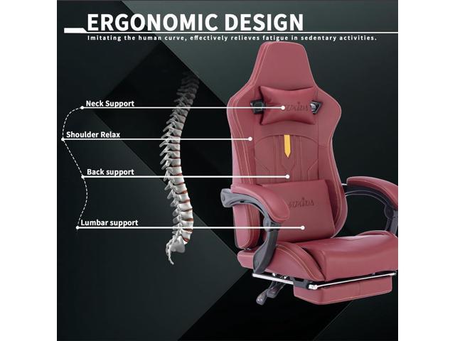 Gaming Chair with Footrest Ergonomic Computer Chair Massage Lumbar Cushion, Racing Video Game Chair Adjustable Rocker Recliner Executive Office...