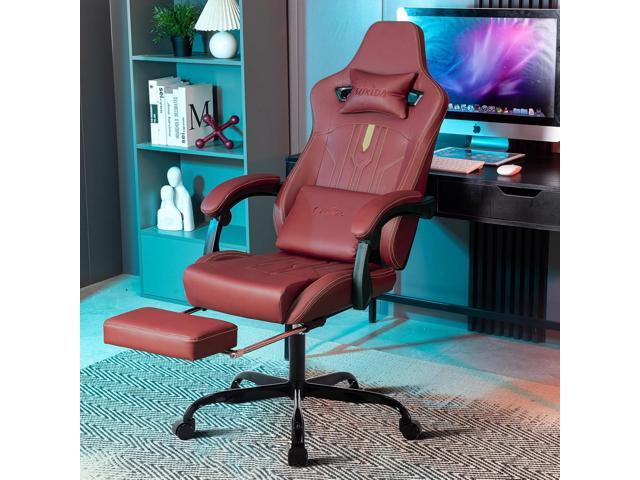 Gaming Chair with Footrest Ergonomic Computer Chair Massage Lumbar Cushion, Racing Video Game Chair Adjustable Rocker Recliner Executive Office...