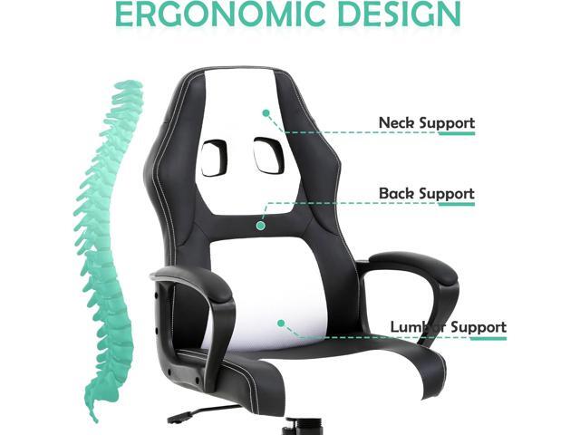 PC Gaming Chair Ergonomic Computer Chair High-Back Racing Gaming Chairs with Lumbar Support Armrest Adjustable PU Leather Office Desk Chair Swivel...