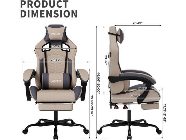Gaming Chair with Massage,Ergonomic PC Gaming Chair with Footrest Comfortable Headrest and Lumbar Support, High Back, 300LBS (Grey)