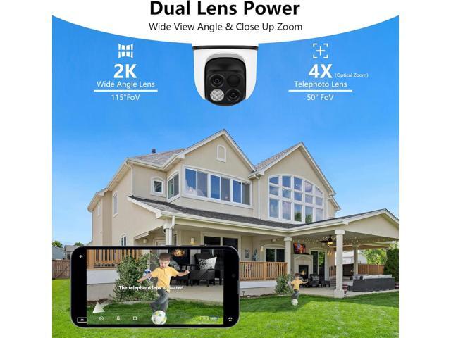 wansview Security Cameras Wireless Outdoor-2K Dual Lens Home Security Cameras, 360° View, Solar Panel Battery Powered, Color Night Vision, PIR...
