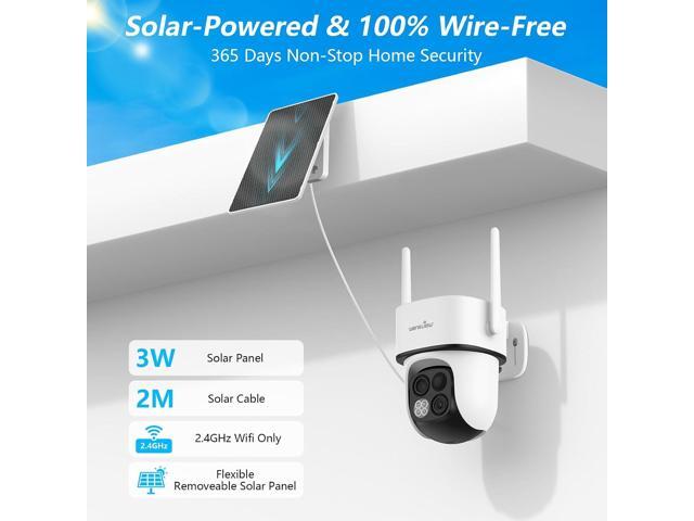 wansview Security Cameras Wireless Outdoor-2K Dual Lens Home Security Cameras, 360° View, Solar Panel Battery Powered, Color Night Vision, PIR...