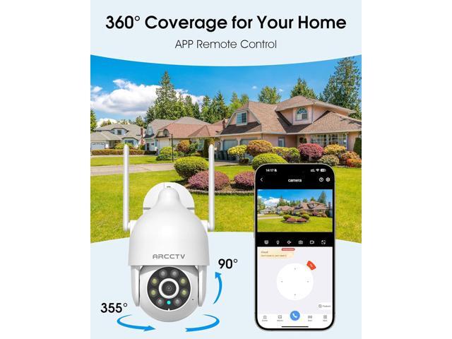 2K Security Cameras Outdoor, 360°Pan-Tilt View 2.4G/5G WiFi Security Camera with Motion Tracking, Spotlight & Siren, 2-Way Audio, Full Color Night...