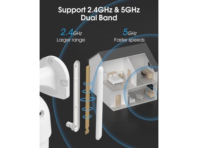 2K Security Cameras Outdoor, 360°Pan-Tilt View 2.4G/5G WiFi Security Camera with Motion Tracking, Spotlight & Siren, 2-Way Audio, Full Color Night...