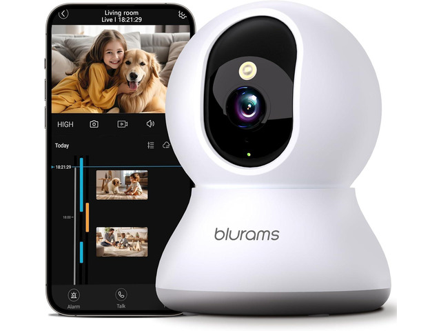 blurams Indoor Camera 2K, Cameras for Home Security 5G & 2.4GHz, 360Â° Pet Camera w/Motion Tracking, Phone App, 2-Way Audio, IR Night Vision, Siren,...