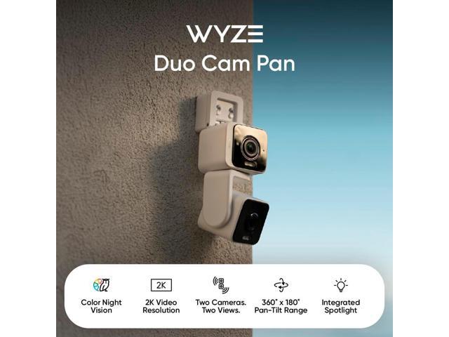 WYZE Duo Cam Pan Indoor/Outdoor IP65 2K 360° Pan/Tilt Smart Home Security Camera with Color Night Vision, Compatible with Alexa & Google Assistant,...