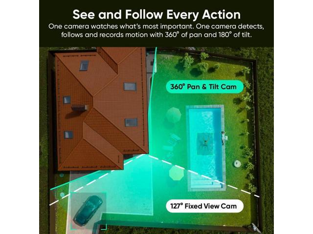 WYZE Duo Cam Pan Indoor/Outdoor IP65 2K 360° Pan/Tilt Smart Home Security Camera with Color Night Vision, Compatible with Alexa & Google Assistant,...