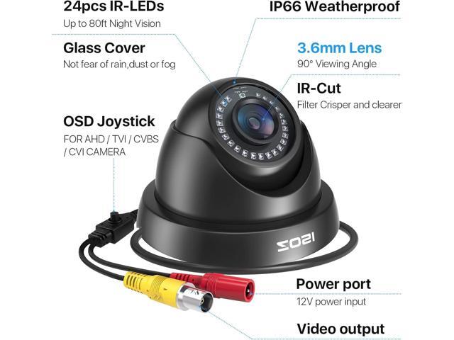 ZOSI 1080P HD Security Camera Indoor Outdoor,1920TVL 2.0MP 4-in-1 HD TVI/CVI/AHD/CVBS CCTV Camera,Weatherproof,80ft IR Night Vision,for...