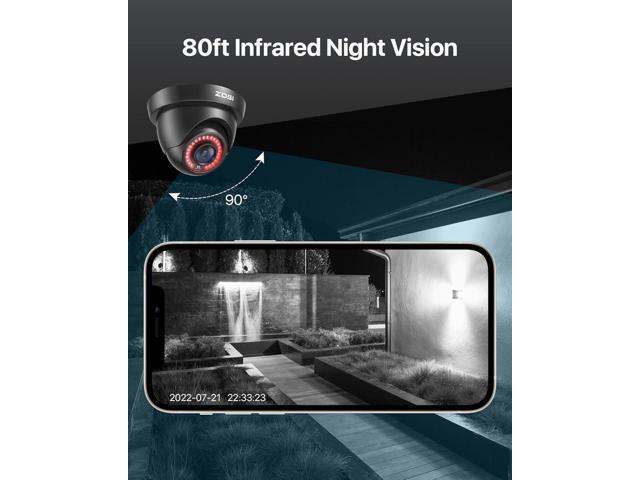 ZOSI 1080P HD Security Camera Indoor Outdoor,1920TVL 2.0MP 4-in-1 HD TVI/CVI/AHD/CVBS CCTV Camera,Weatherproof,80ft IR Night Vision,for...
