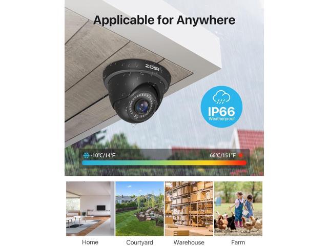 ZOSI 1080P HD Security Camera Indoor Outdoor,1920TVL 2.0MP 4-in-1 HD TVI/CVI/AHD/CVBS CCTV Camera,Weatherproof,80ft IR Night Vision,for...