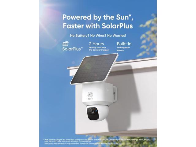 eufy Security SoloCam E30, 2 Pack, Security Cameras Wireless Outdoor, Solar Camera Outdoor Wireless, 360° Pan, AI Tracking, 2K Clarity, No Monthly Fee
