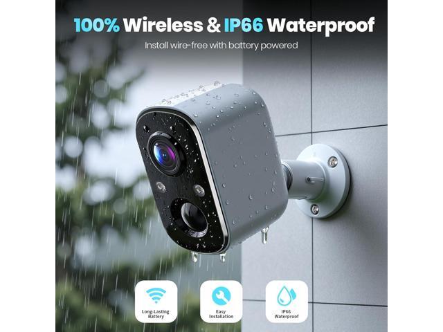 Techage Security Cameras Wireless Outdoor, 2K Battery Powered WiFi Cameras for Home Security with AI Motion Detection, Color Night Vision, 2-Way...
