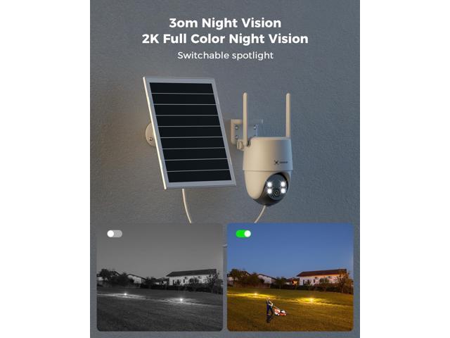 COCOCAM 24/7 Recording AOV WiFi Security Camera Outdoor Wireless with 10000mAh Battery 8W Solar Panel, 2K PTZ, 30 Meters Night Vision, AI...