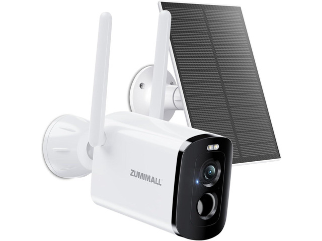 ZUMIMALL Solar Security Cameras Wireless Outdoor, 2K Camera for Home Security with 3MP Color Night Vision, 2.4GHz WiFi, 2-Way Talk, Spotlight &...