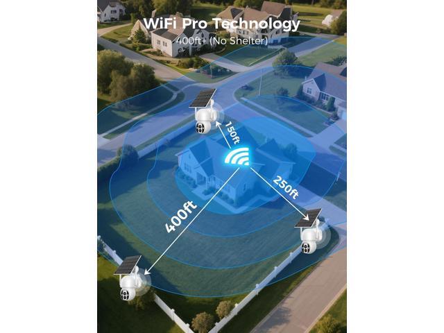 Solar Security Camera Outdoor Wireless WiFi Pro, 4MP Color Night Vision, AI/PIR Motion Detection, 360 PT, 2-Way Audio, IP66, 2.4/5GHz, SD/Cloud...