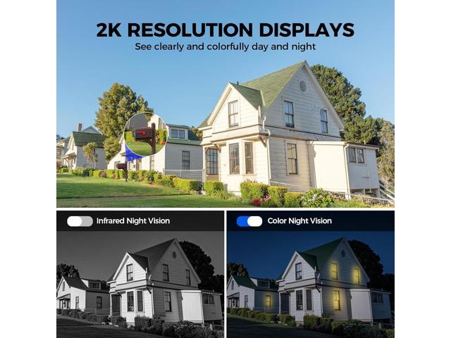 2K 2.4g WiFi Security Cameras Wireless Outdoor, 360° View Solar Cameras for Home Security, Color Night Vision, AI Detection, 2-Way Audio, Spotlight...