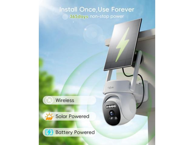 2.4G/5G Security Cameras Wireless Outdoor, 2K Solar Camera for Home Security, Battery Powered, 360° PTZ/Color Night Vision/2Way Talk/Compatible...